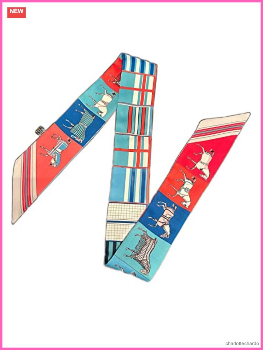 Horse Skinny Scarf Women Polyester Bag Purse Hair Handle Accessory